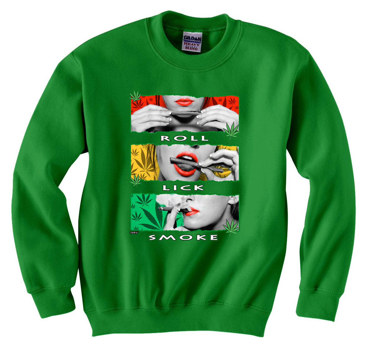 Marijuana Girl Roll Lick Smoke Crew Neck Sweatshirt – Bewild