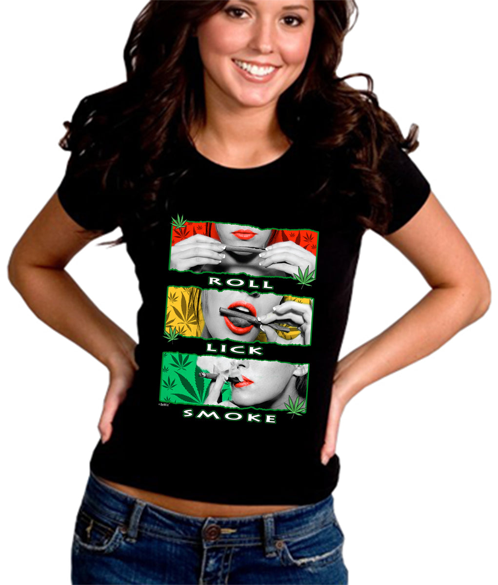 Marijuana Girl Roll Lick Smoke Girl's T-Shirt – Bewild
