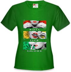 Marijuana Girl Roll Lick Smoke Girl's T-Shirt