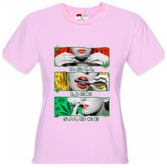 Marijuana Girl Roll Lick Smoke Girl's T-Shirt