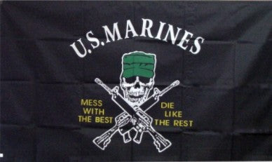 Marine Skull and Guns Flag