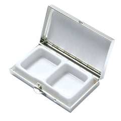 Matte Silver 2 Compartment Rectangular Pill Box
