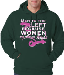 Men To the Left, Because Women Are Always Right Adult Hoodie