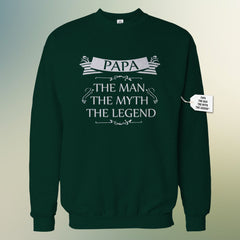 Mens Papa - The Man, The Myth, The Legend Fathers Day Adult Crewneck