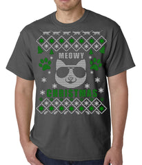 Meowy Christmas - “Cool Cat with Glasses” Ugly Christmas Mens T-shirt