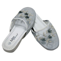 Mesh Chinese Slippers for weddings And Casual Wear (Silver)