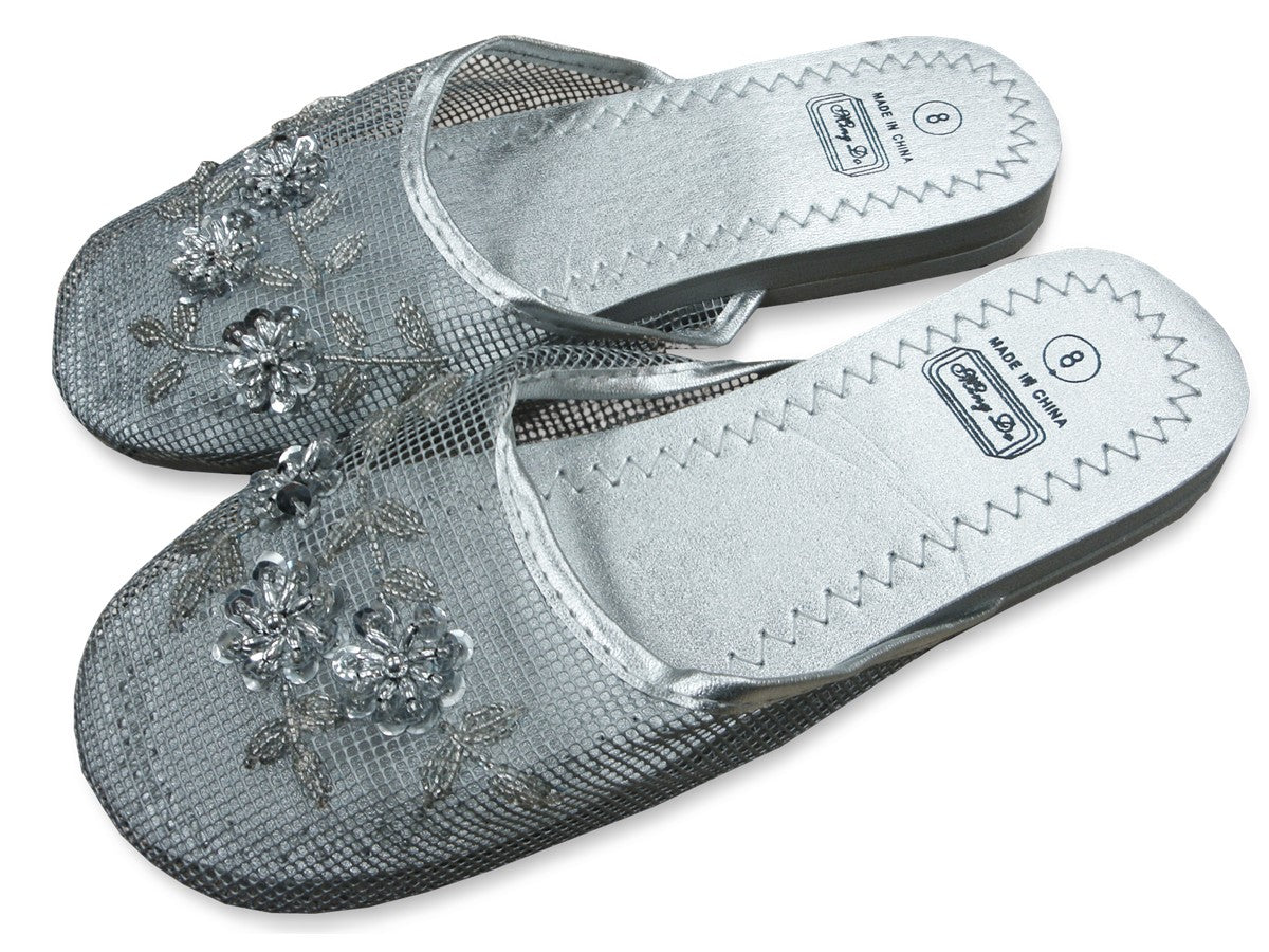 Mesh Chinese Slippers for weddings And Casual Wear (Silver)