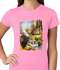 Mother Bear at the Cabin Ladies T-shirt