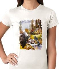 Mother Bear at the Cabin Ladies T-shirt