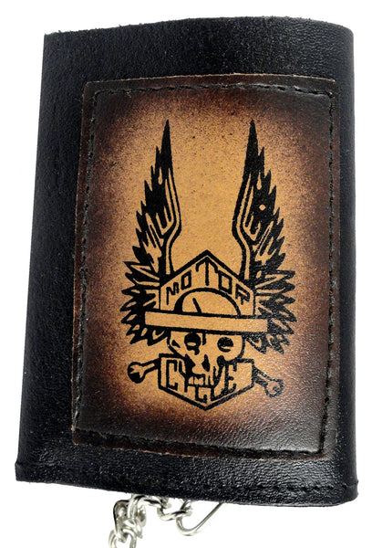 Motor Cycle Skull and Crossbones Leather Chain Wallet –