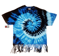 Multi Blue Tie Dye Fringe Kids T-shirt