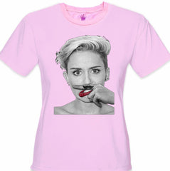 Mustache Funny Girl's T-Shirt