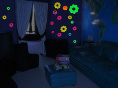 Neon Groovy Flowers Black Light Reactive Wall Decorations