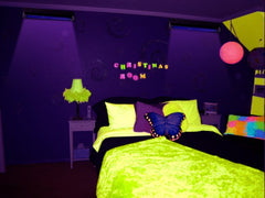 Neon Rainbow Alphabet Black Light Reactive Wall Decoration (25 pcs)