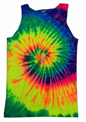 Neon Rainbow Spiral Tie Dye Tank Top