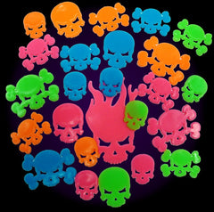 Neon Skulls Black Light Reactive Wall Decorations