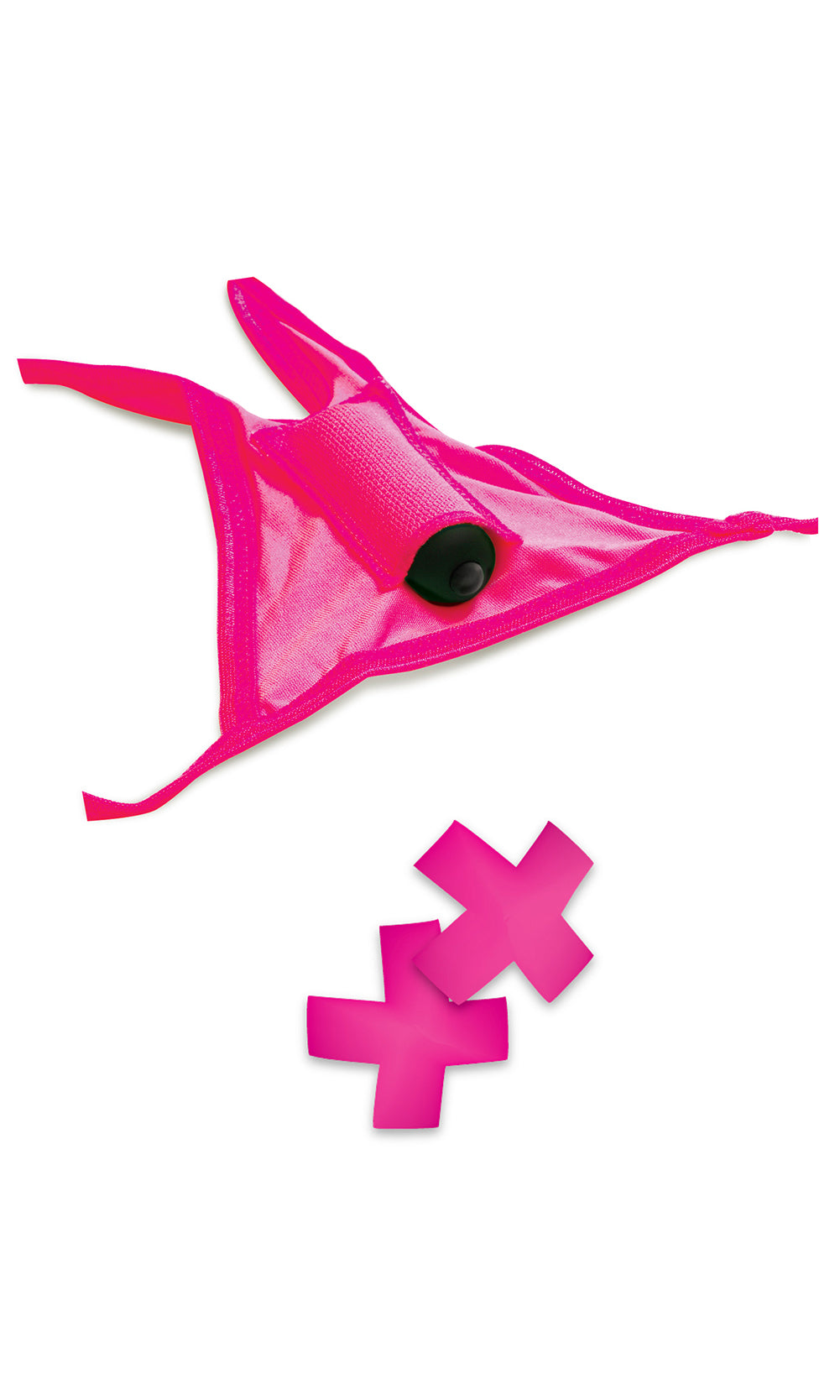Neon Vibrating Crotchless Panty and Pasties Set Pink