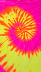 Neon Yellow and Pink Tie Dye Fringe Ladies T-shirt