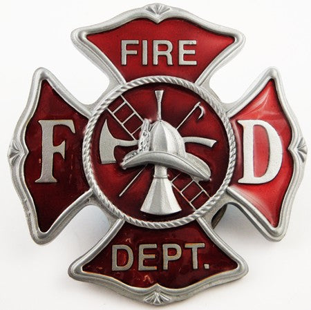 Official Fire Dept. Belt Buckle With FREE Leather Belt