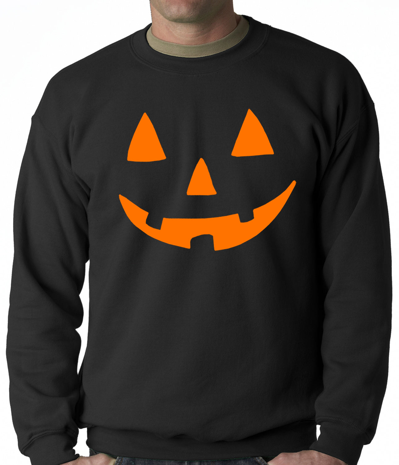 Halloween Sweatshirt - Orange Jack O' Lantern Adult Crewneck