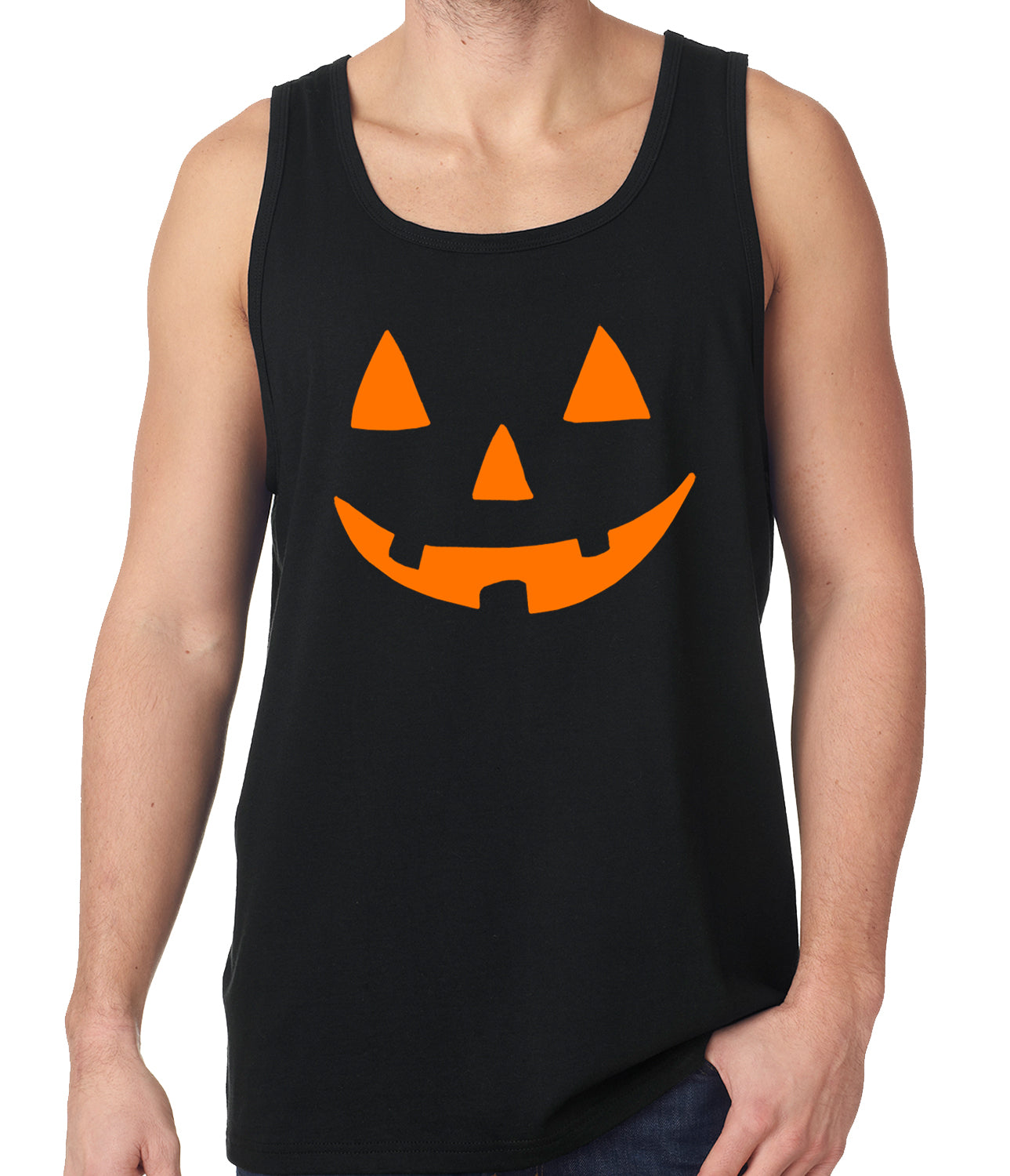 Halloween Shirt - Orange Jack O' Lantern Tank Top