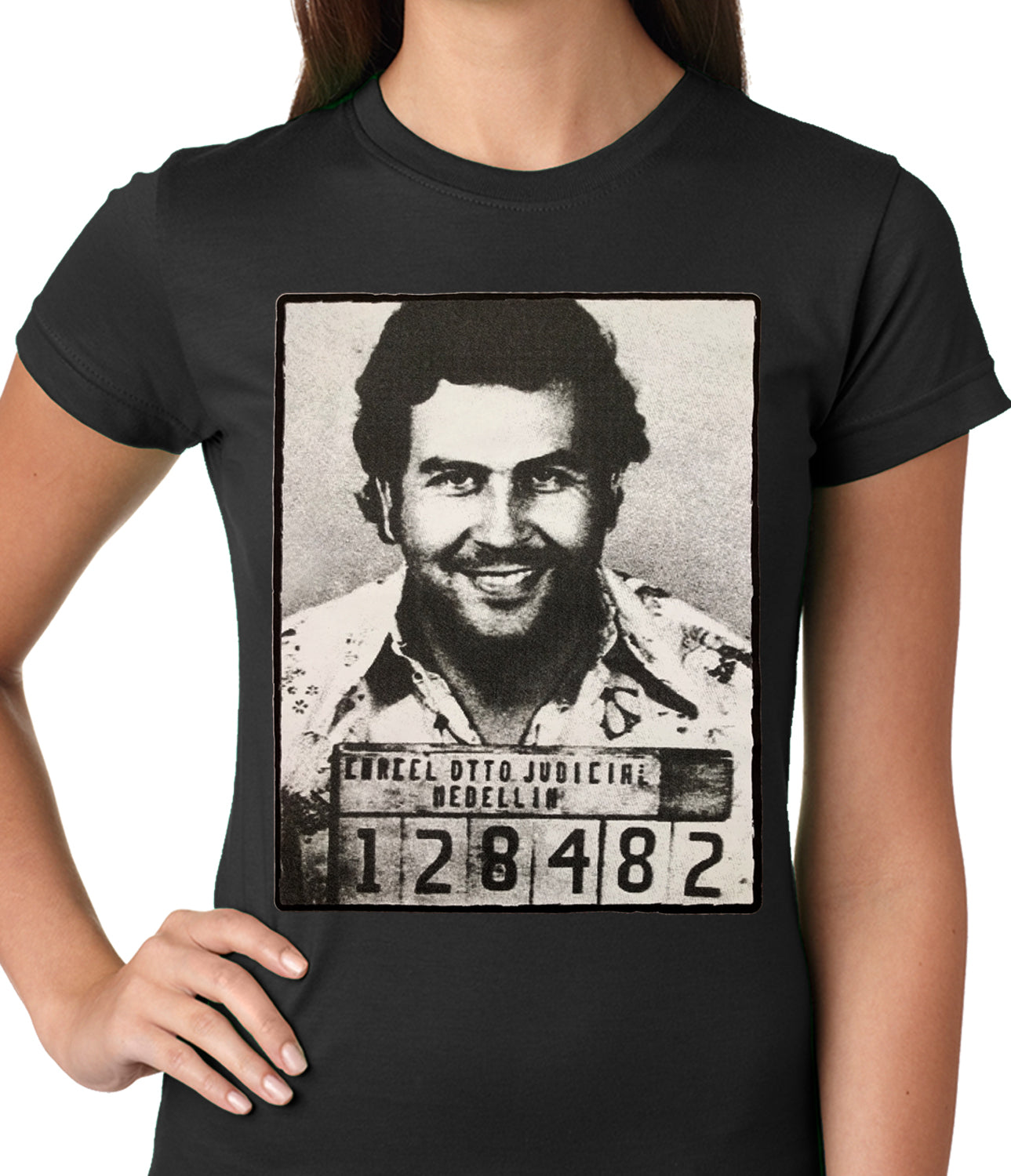 Pablo Escobar Smiling Mug Shot Ladies T-shirt