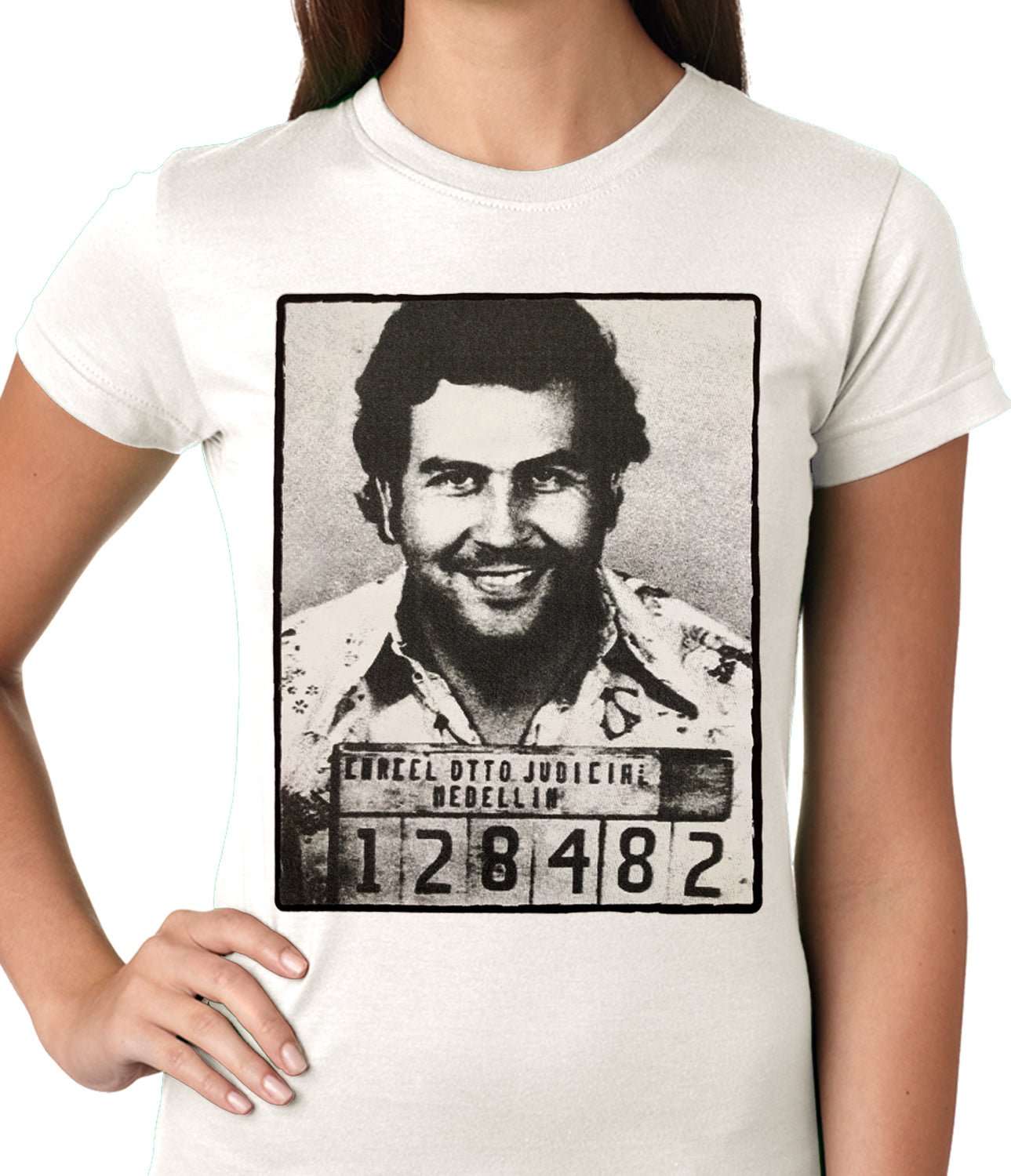 Pablo Escobar Smiling Mug Shot Ladies T-shirt