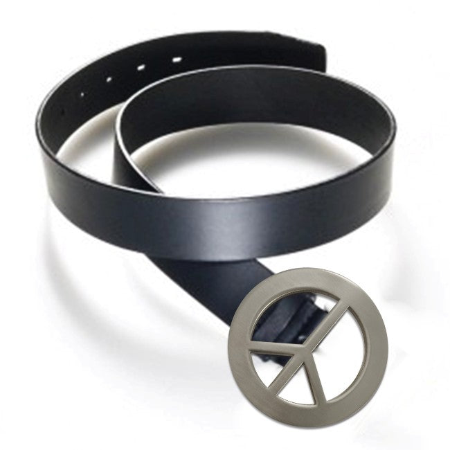 Peace Sign Belt Buckle With FREE Leather Belt