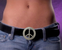 Peace Sign Belt Buckle With FREE Leather Belt