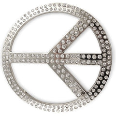 Peace Sign Rhinestone Belt Buckle With FREE Leather Belt