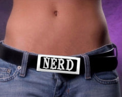 Nerd custom belt buckle silver