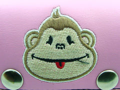 Pink Monkey Embroidered Chain Wallet