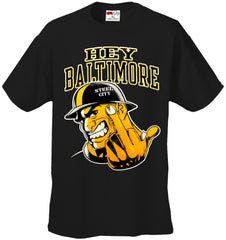 Hey Baltimore - Pittsburgh guy with Middle Finger Mens T-shirt