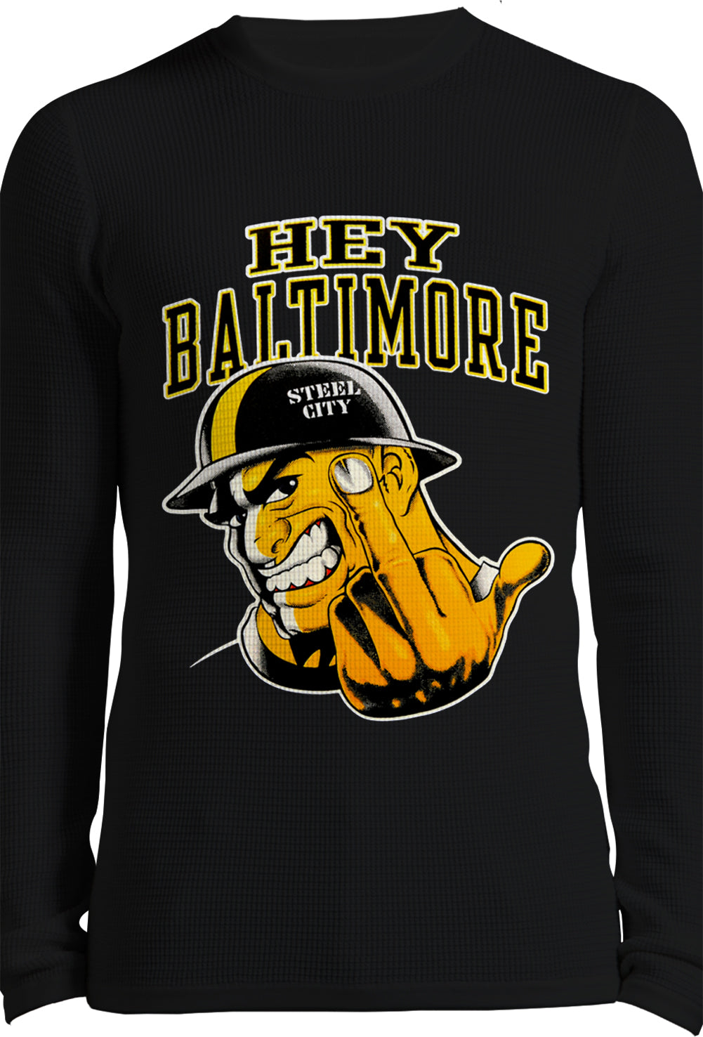 Hey Baltimore - Pittsburgh guy with Middle Finger Thermal Long Sleeve Shirt
