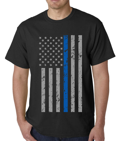 Police Thin Blue Line American Flag - Support Police Department Mens T-shirt