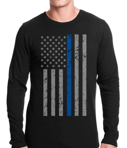 Police Thin Blue Line American Flag - Support Police Department Thermal Shirt