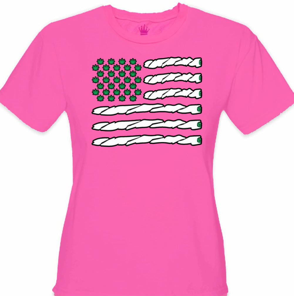 Pot American Flag Girl's T-Shirt