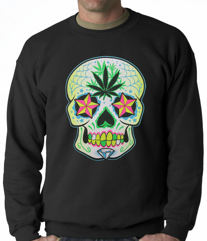 Pot Leaf Sugar Skull Crewneck