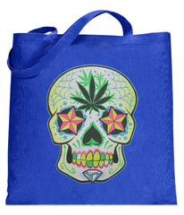 Pot Leaf Sugar Skull Tote Bag