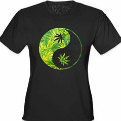 Pot Leaf Ying Yang Girl's T-Shirt