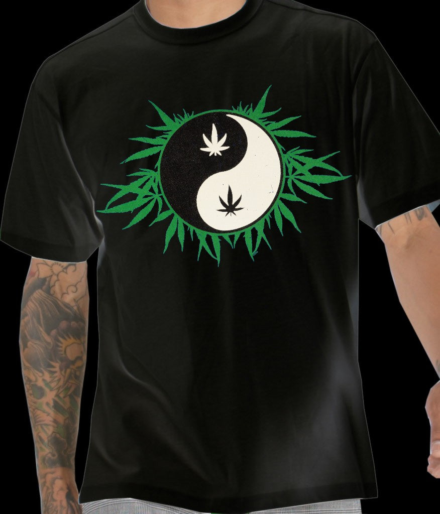 Pothead & Stoner Tees - 420 Pot Leaf Yin Yang T-Shirt