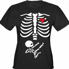 Pregnant Ninja Skeleton Girl's T-Shirt