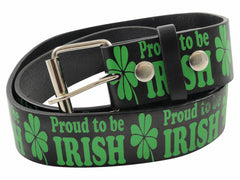 Proud To Be Irish Black Leather Belt
