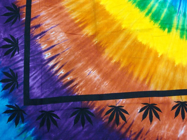 Psychedelic Pot Leaf Tie Dye Tapestry