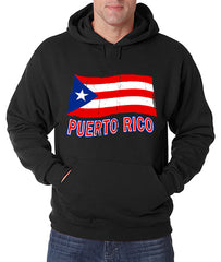 Puerto Rico Vintage Waving Flag Adult Hoodie