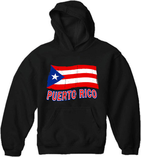 Puerto Rico Vintage Waving Flag Adult Hoodie