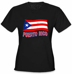 Puerto Rico Vintage Waving Flag Girl's T-Shirt