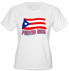 Puerto Rico Vintage Waving Flag Girl's T-Shirt