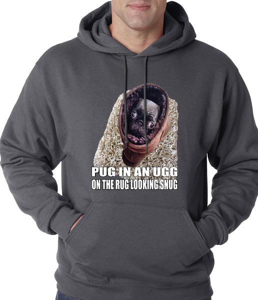 Pug In An Ugg On a Rug Looking Snug Adult Hoodie –