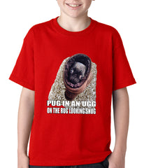 Pug In An Ugg On a Rug Looking Snug Kids T-shirt